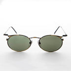 Oval Punk Grunge Steampunk Vintage Sunglass - Dieselgoth - Bronze / Green Lens