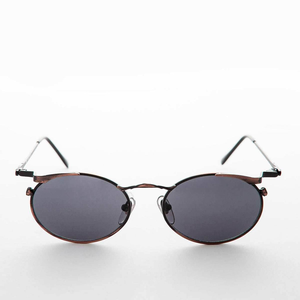 Oval Punk Grunge Steampunk Vintage Sunglass - Dieselgoth - Copper / Gray Lens