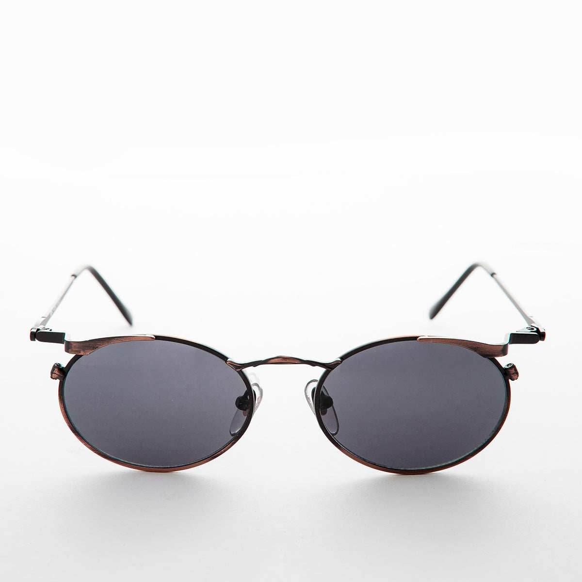 Oval Punk Grunge Steampunk Vintage Sunglass - Dieselgoth - Copper / Gray Lens