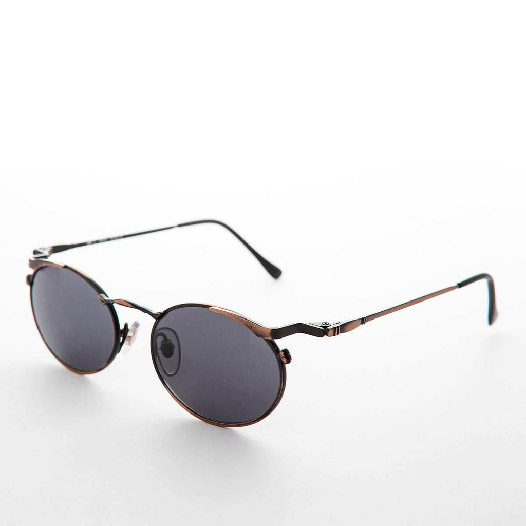 Oval Punk Grunge Steampunk Vintage Sunglass - Dieselgoth - Copper / Gray Lens