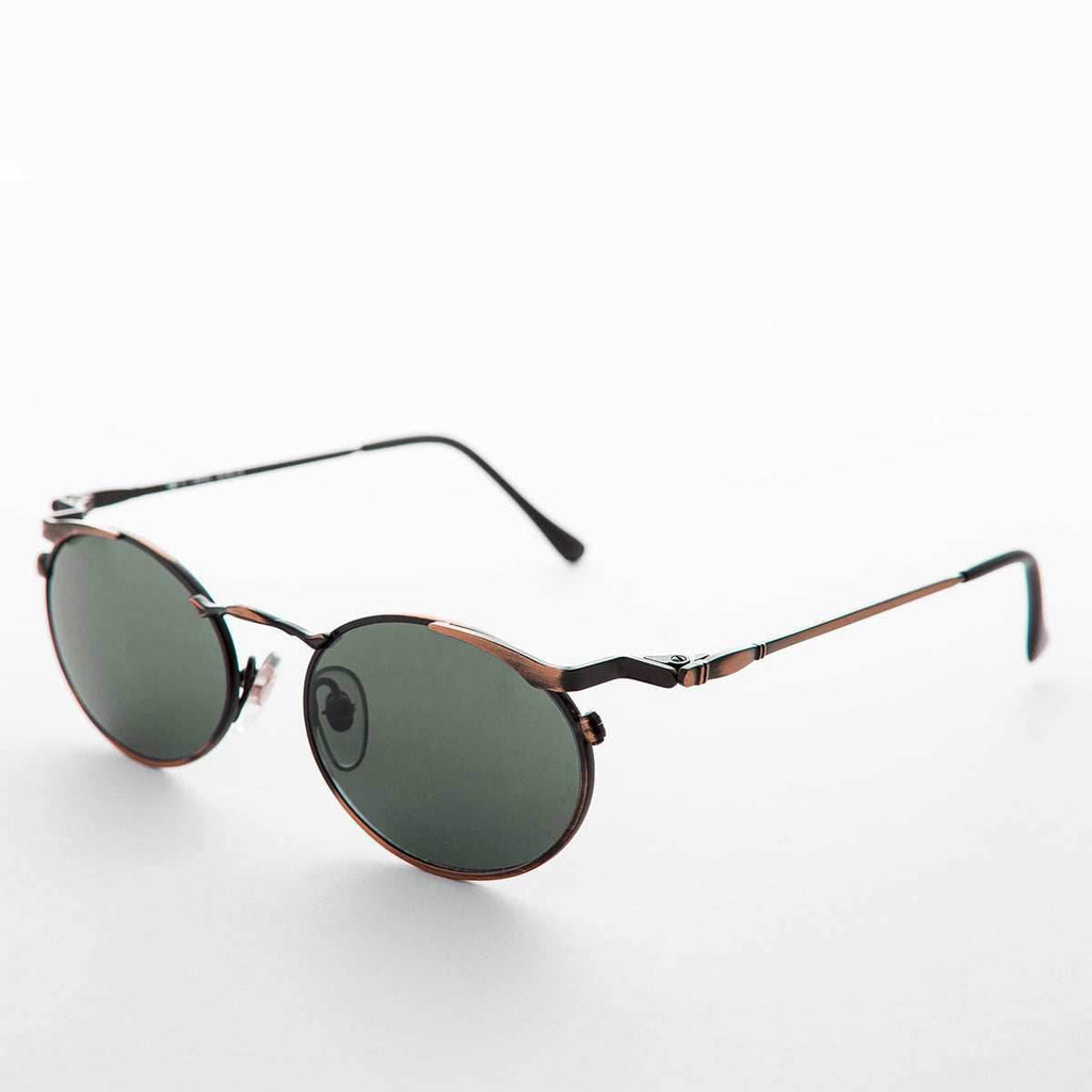 Oval Punk Grunge Steampunk Vintage Sunglass - Dieselgoth - Copper / Gray Lens