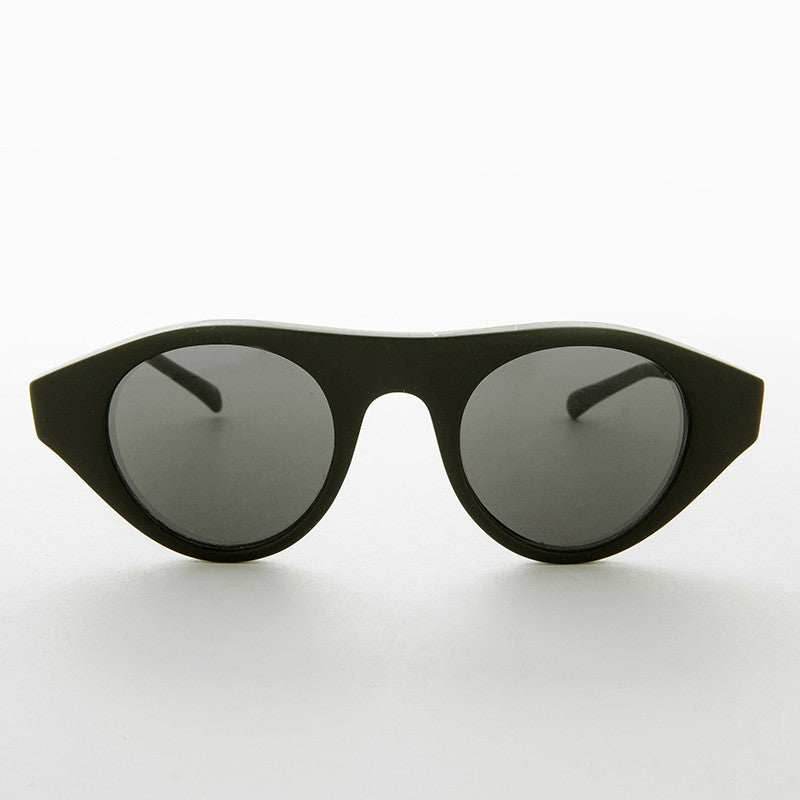 Round 1940s Retro Steampunk Vintage Sunglass - Dieselpunk - Black / Green Lens
