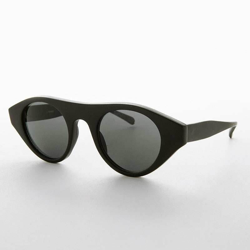 Round 1940s Retro Steampunk Vintage Sunglass - Dieselpunk - Black / Gray Lens