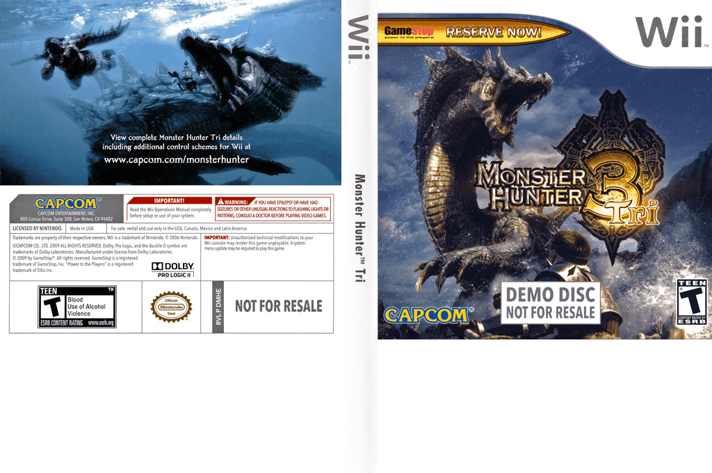 Monster Hunter Tri Demo Disc (Wii) - Manual Only