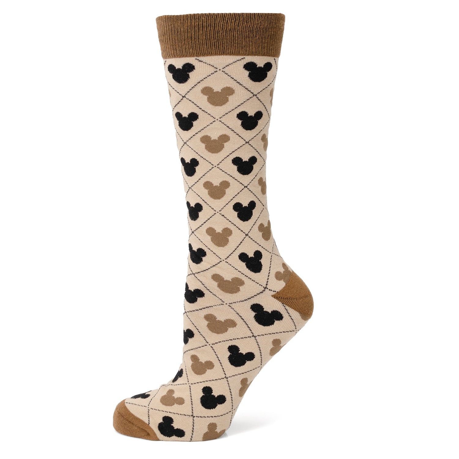 Disney Mickey Mouse Tan Sock & Mickey Lapel Pin Set