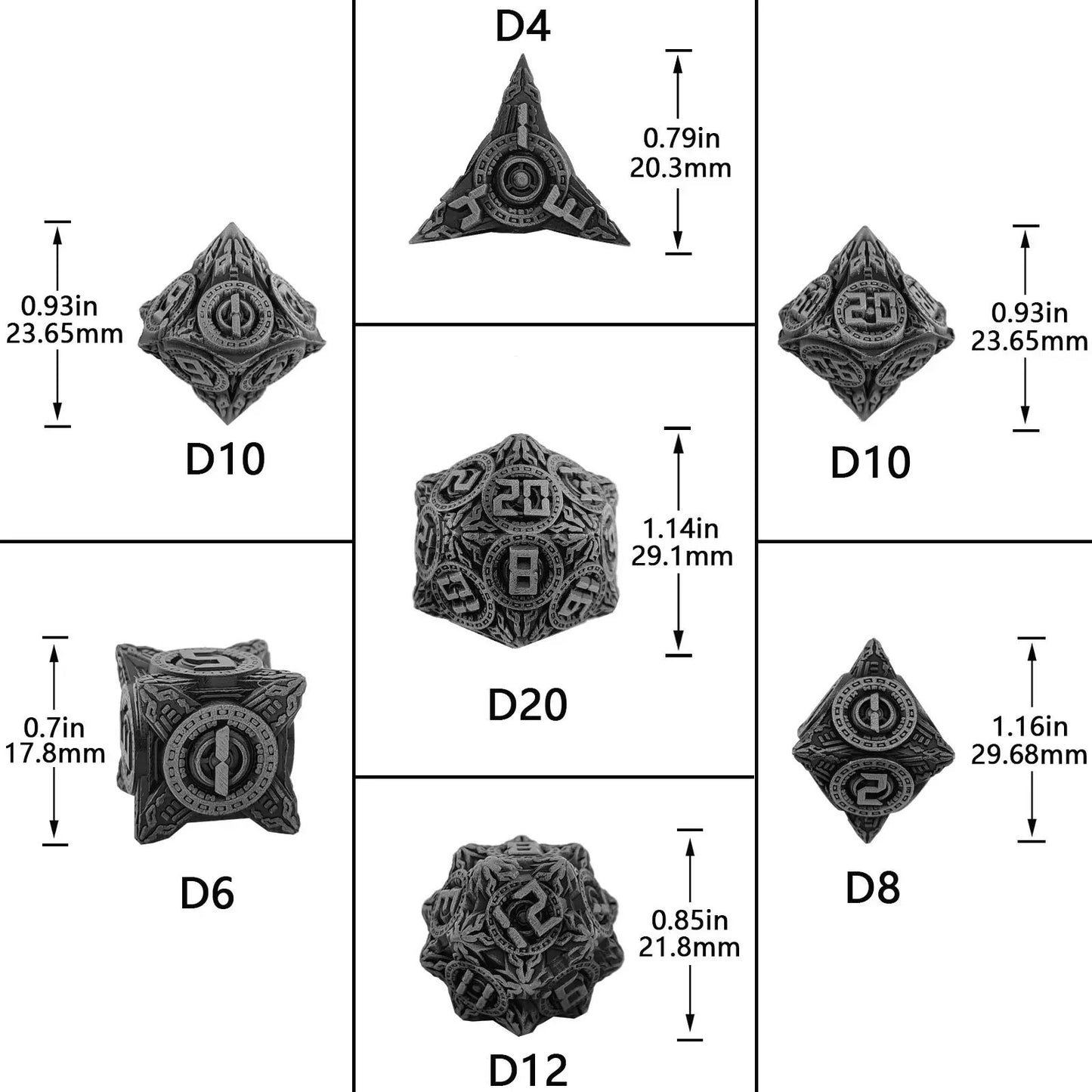 UFO Elements - Solid Metal DND Dice Set Ancient Gold