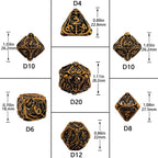 Necromancer - Ancient Red Copper Metal Hollow Skull DND Dice Set