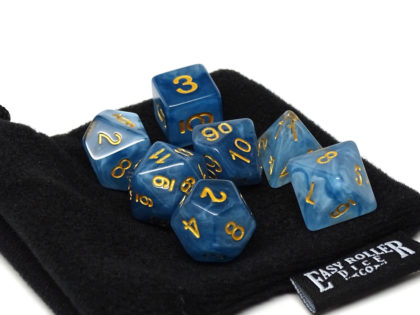 Blue Ivory Dice Collection - 7 Piece Set