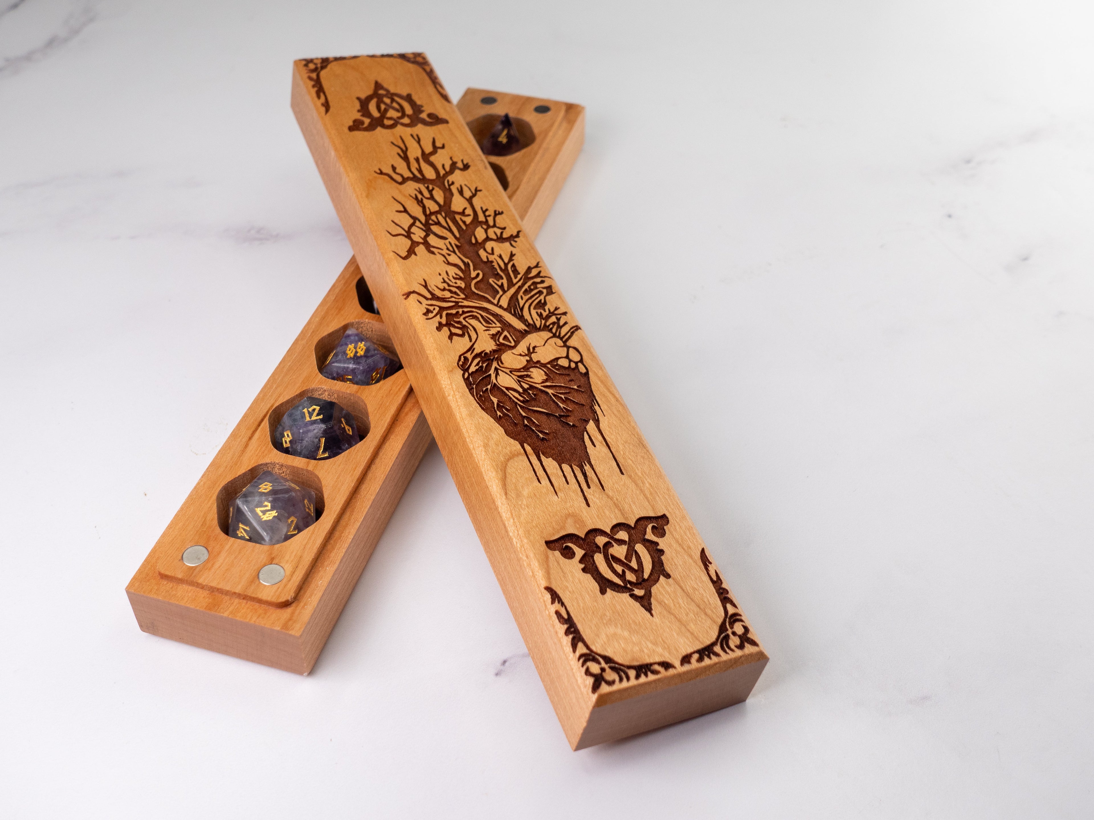 Gothic Heart Tree | Engraved Council of 7 Dice Vault