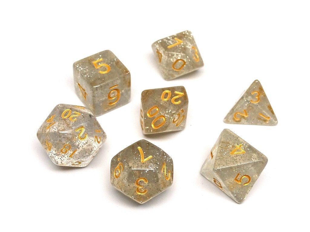 Clear Translucent Galaxy Dice Collection - 7 Piece Set