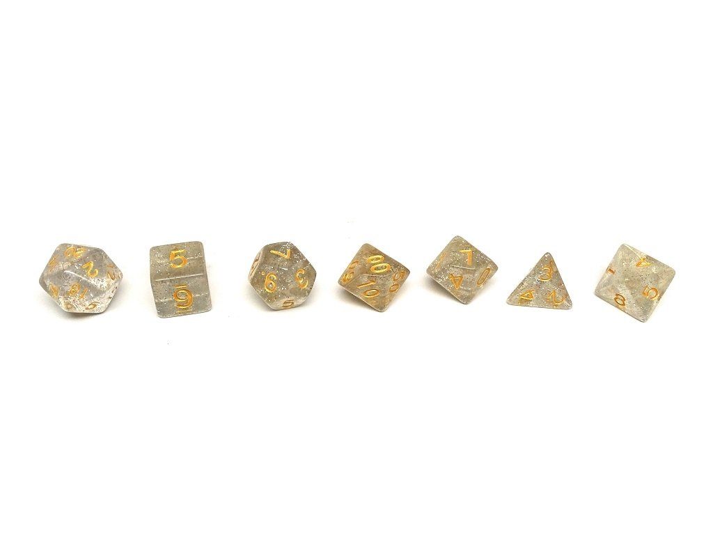 Clear Translucent Galaxy Dice Collection - 7 Piece Set