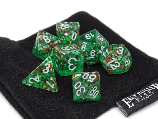 Green Translucent Speckle Dice Collection - 7 Piece Set