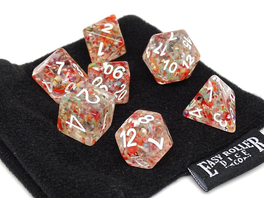 Clear Translucent Speckle Dice Collection - 7 Piece Set