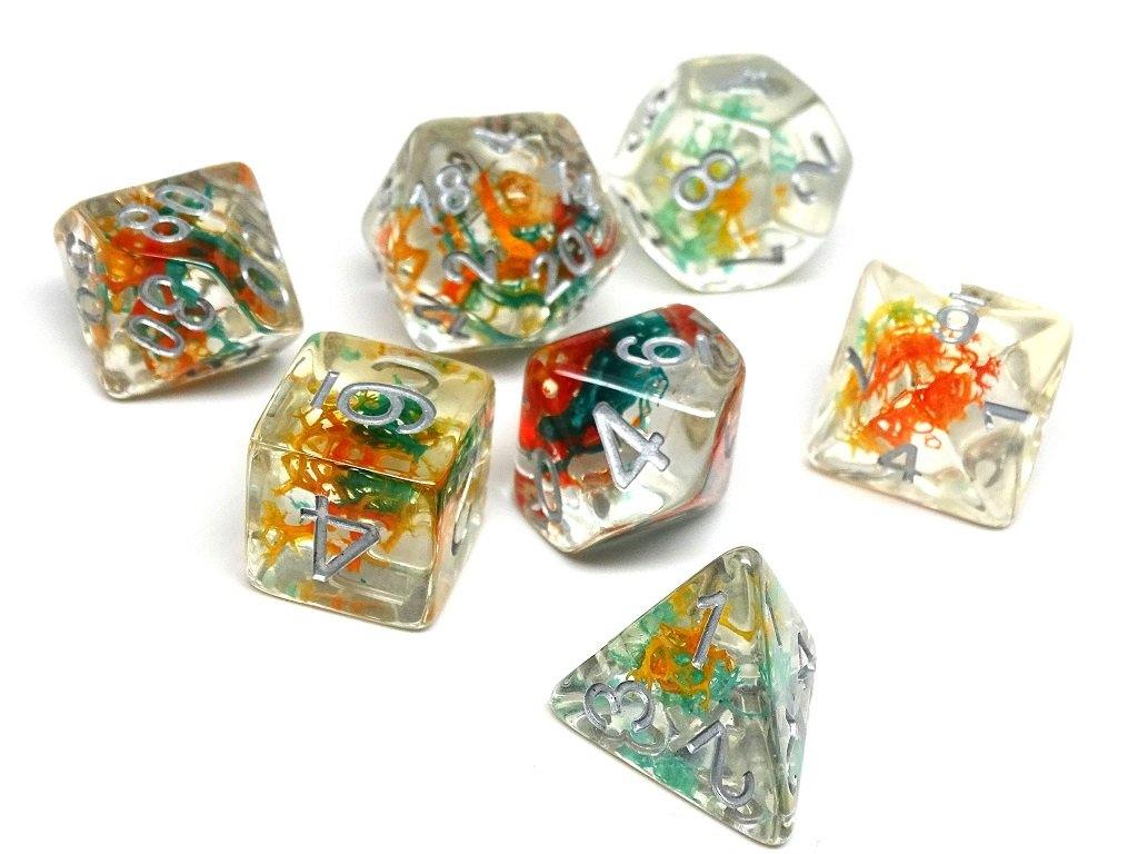 Translucent Neuron Teal and Orange Dice Collection - 7 Piece Set