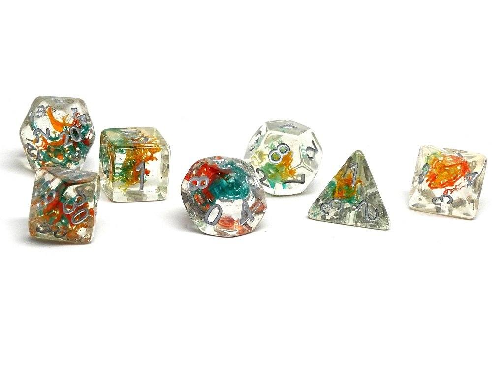 Translucent Neuron Teal and Orange Dice Collection - 7 Piece Set