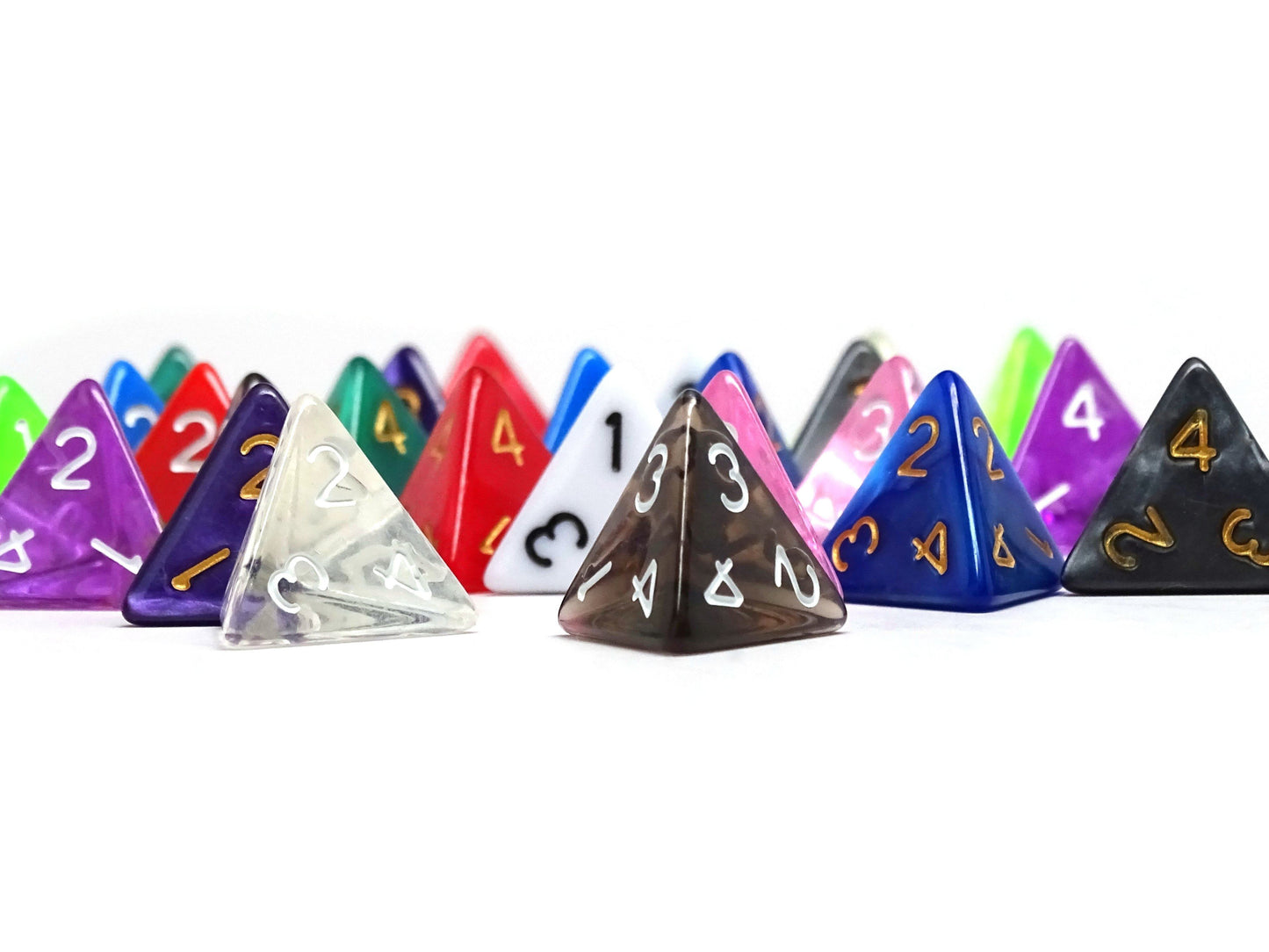 Bulk 4 Sided Dice | 25 Count | Assorted | Multi Colored | D4s