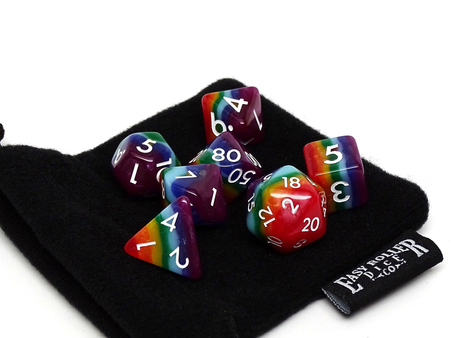 7 Tone Multi-color Dice Collection - 7 Piece Set