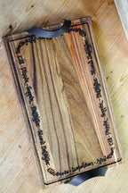 Rustic Hobbit Inspired Leather Handle Serving Charcuterie Plank