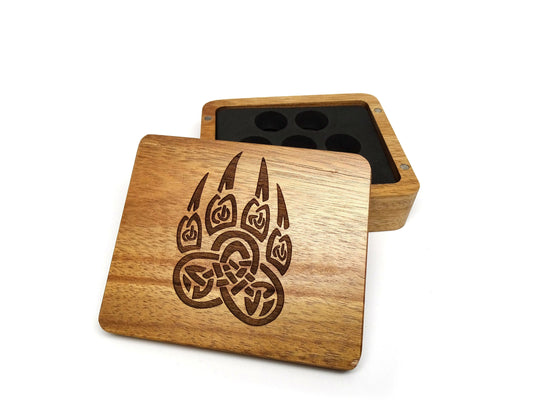Caja de dados de madera Druid Paw