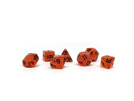 Jeu de mini dés orange brillant dans le noir, 10 mm