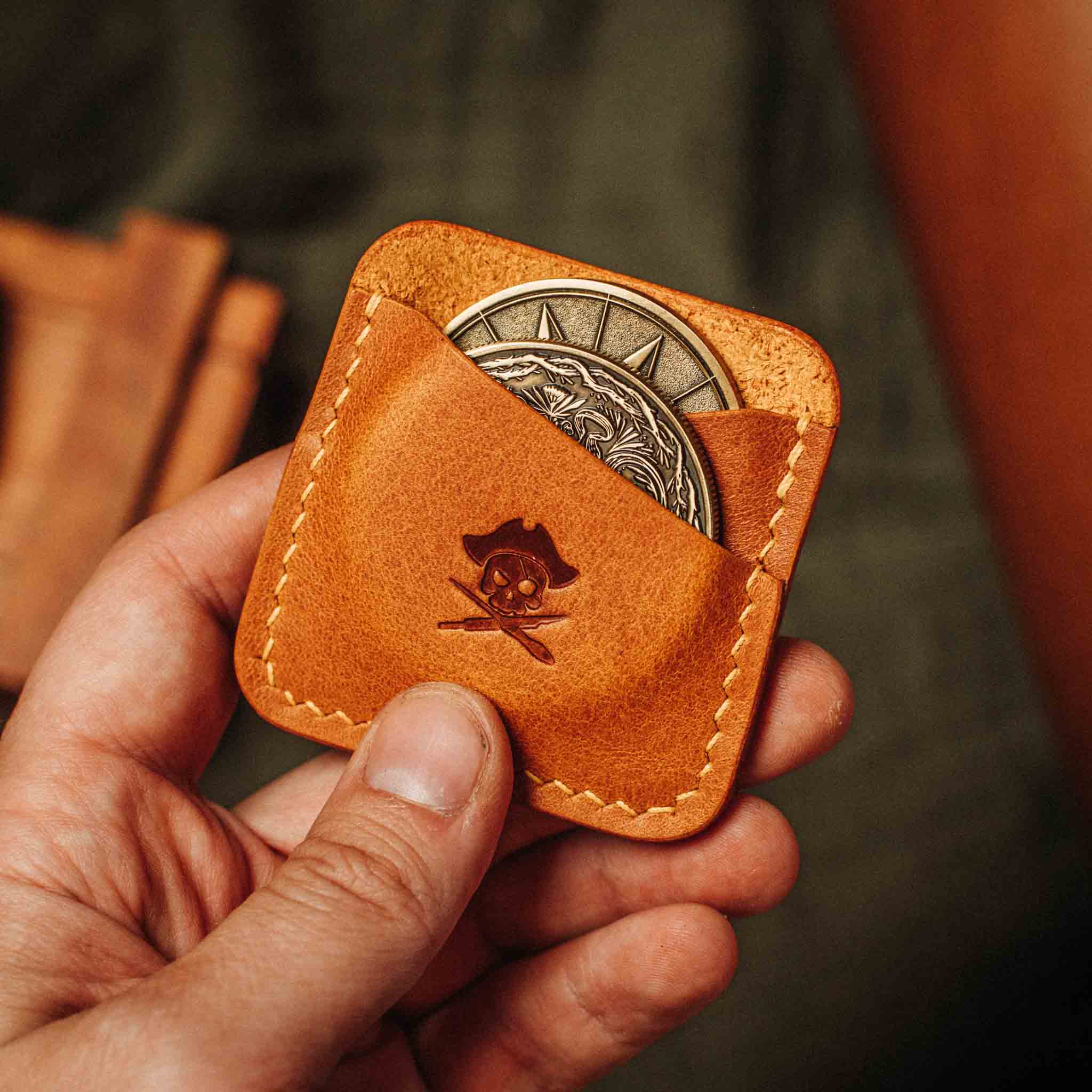 Peso Pocket Duo – Leather Holder for Two Coins | Pirate Goods