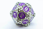 Guardian Silver w/Purple Deadly Arrow Dice | 7-Dice RPG Set High Visibility - 