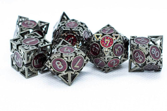 Black w/Dark Maroon Deadly Arrow Dice | 7-Dice RPG Set High Visibility - 