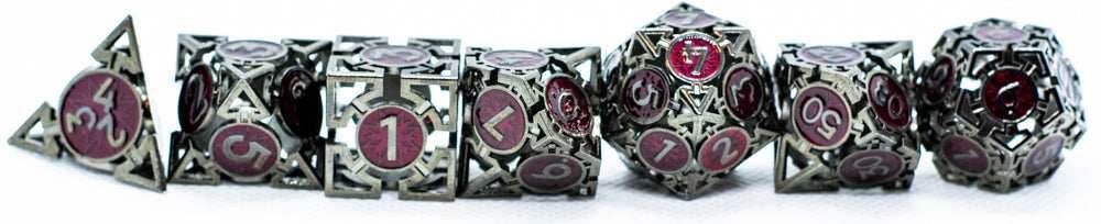 Black w/Dark Maroon Deadly Arrow Dice | 7-Dice RPG Set High Visibility - 