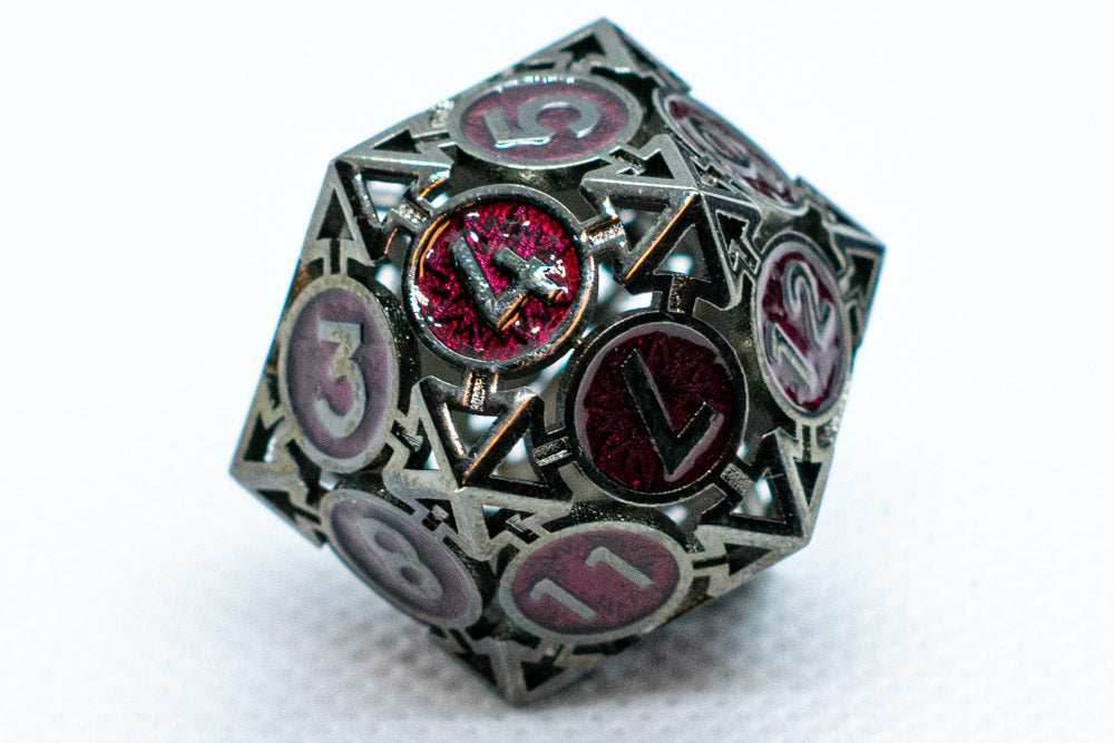 Black w/Dark Maroon Deadly Arrow Dice | 7-Dice RPG Set High Visibility - 