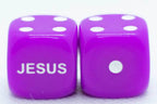 10-Pack Purple 16mm d6 Dice Featuring 'JESUS' on the 6 side - 