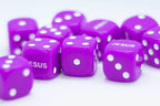 Purple 16mm d6 Dice Featuring 'JESUS' on the 6 side (sold per die) - 