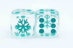 Clear w/Teal 16mm d6 Dice Featuring a Snowflake on the '1' side (sold per die) - 