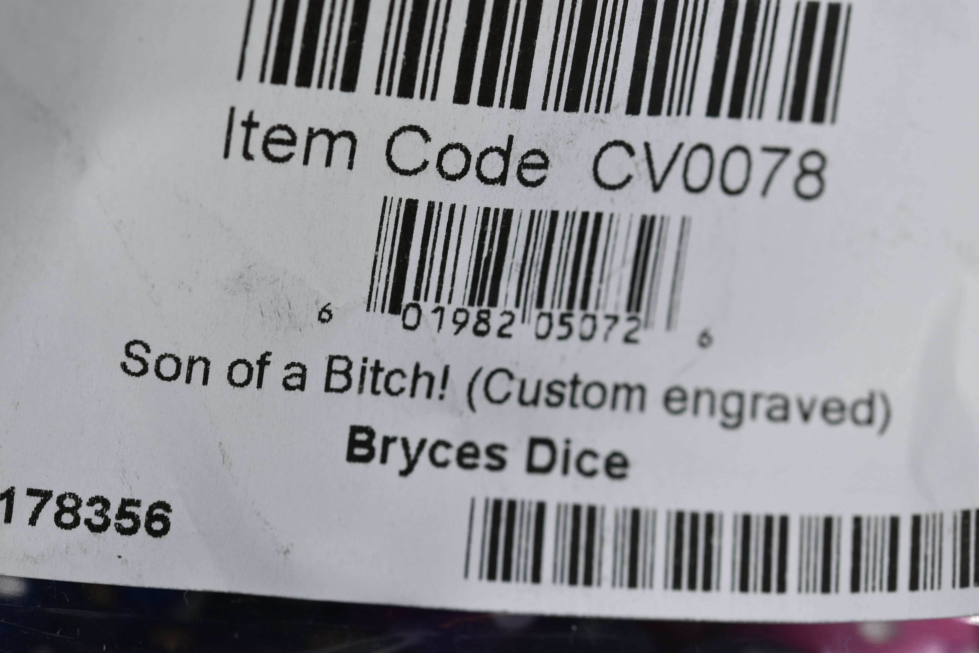 Son of a B!@#$ d6 (Custom engraved) Pipped Dice - 