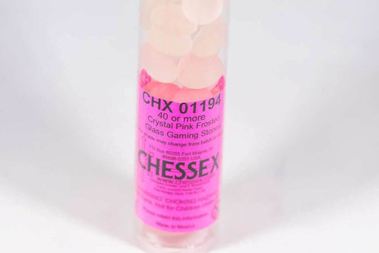 40+ Crystal Pink Frosted Glass Gaming Stones Counters - 
