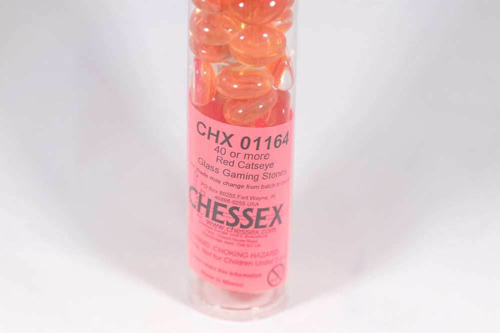 40+ Red Catseye Glass Gaming Stones Counters - 