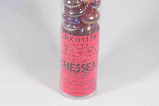 40+ Crystal Red Iridized Glass Gaming Stones Counters - 