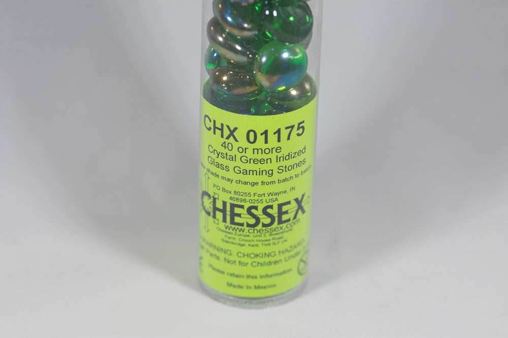 40+ Crystal Green Iridized Glass Gaming Stones Counters - 