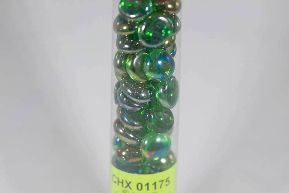 40+ Crystal Green Iridized Glass Gaming Stones Counters - 