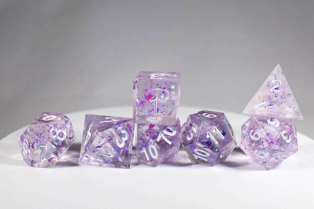 (PURPLE) Sharp Edge Resin 7-Dice Set - 
