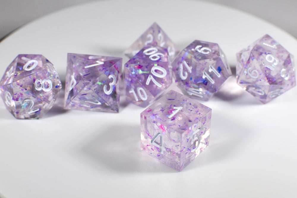 (PURPLE) Sharp Edge Resin 7-Dice Set - 