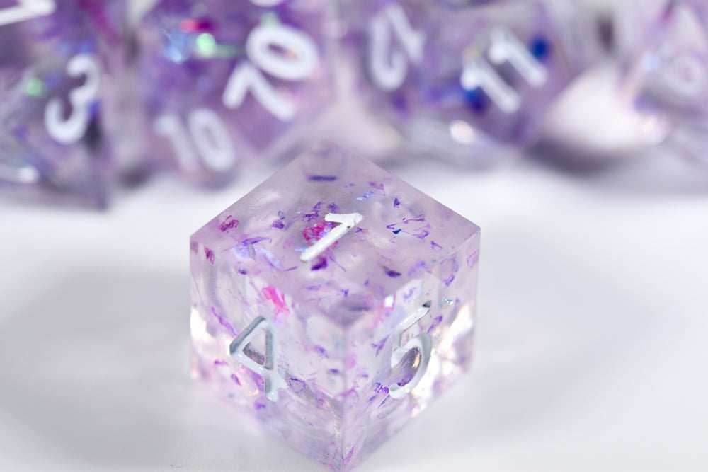 (PURPLE) Sharp Edge Resin 7-Dice Set - 