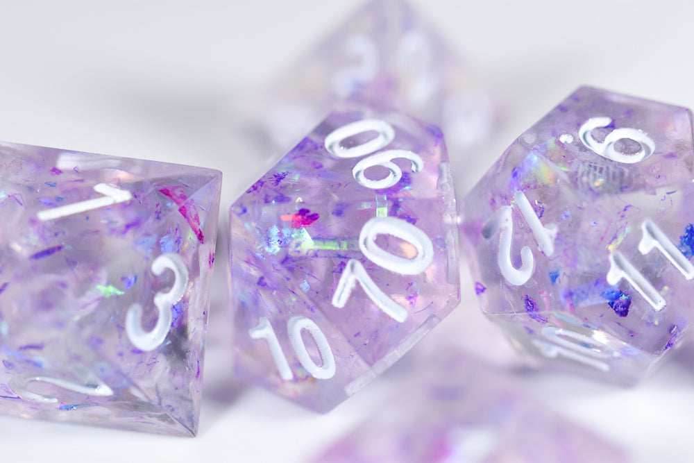 (PURPLE) Sharp Edge Resin 7-Dice Set - 