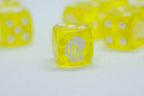 10-Pack Clear Yellow w/White 16mm d6 Dice Featuring a White Mug on the '1' side - 