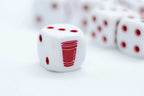 Opaque White w/Red 16mm d6 Dice Featuring a Red Cup on the '1' side (sold per die) - 