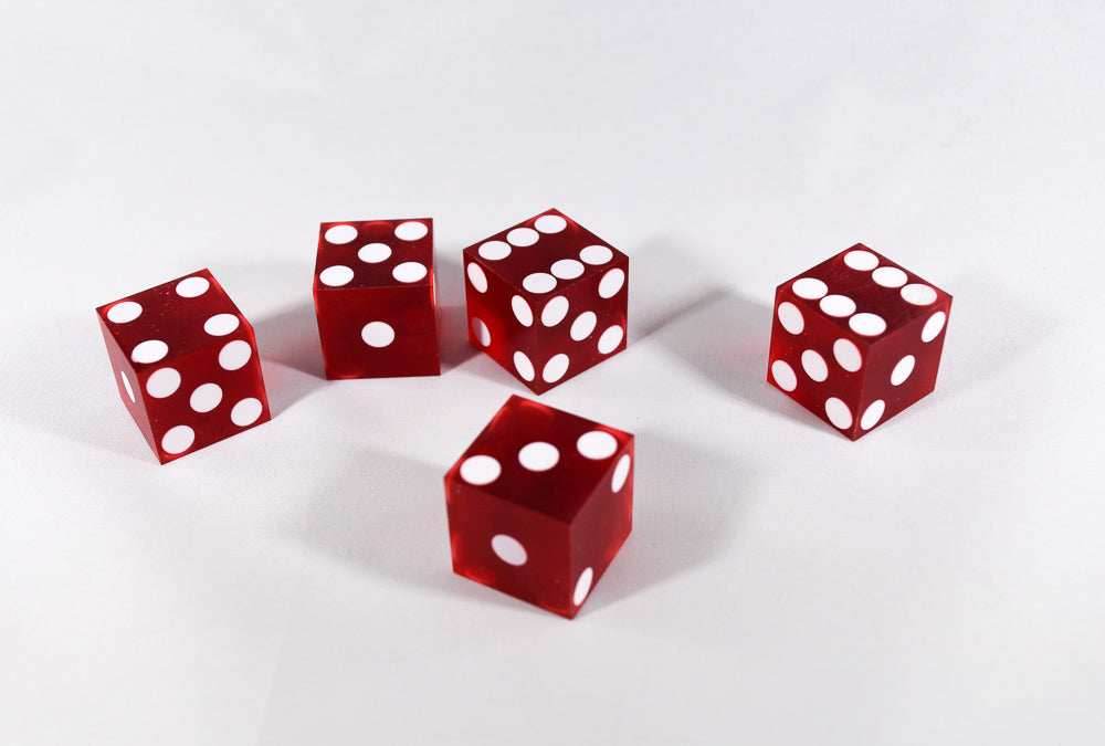 Red Casino Dice d6 19mm Razor Edge No Serial Numbers or Names Clean (1 Piece) - 