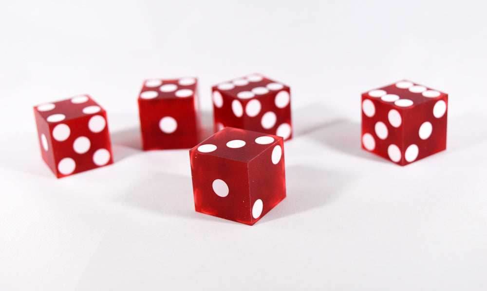 Red Casino Dice d6 19mm Razor Edge No Serial Numbers or Names Clean (1 Piece) - 