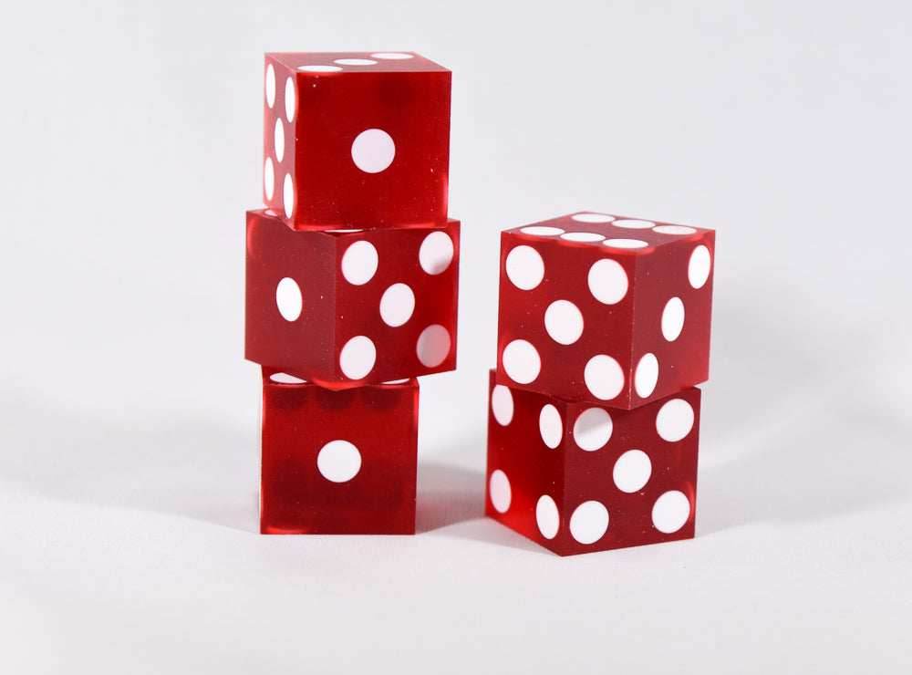 Red Casino Dice d6 19mm Razor Edge No Serial Numbers or Names Clean (1 Piece) - 