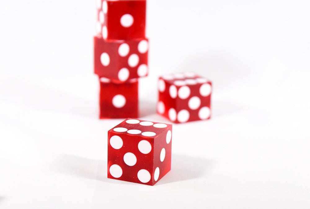 Red Casino Dice d6 19mm Razor Edge No Serial Numbers or Names Clean (1 Piece) - 