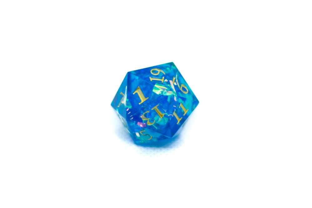 Red/Blue/Green/Purple Sharp Edge Resin d20 w/ Shimmer Insert - Red