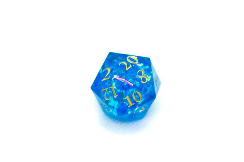 Red/Blue/Green/Purple Sharp Edge Resin d20 w/ Shimmer Insert - Red
